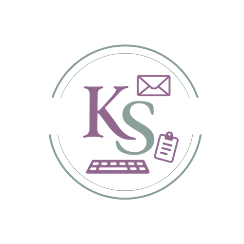 Logo Karine Secrétariat Mauve et vert sauge, K et S cerclé